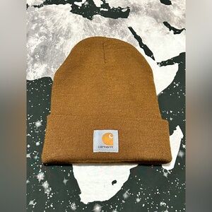 Carhartt brown beanie logo hat